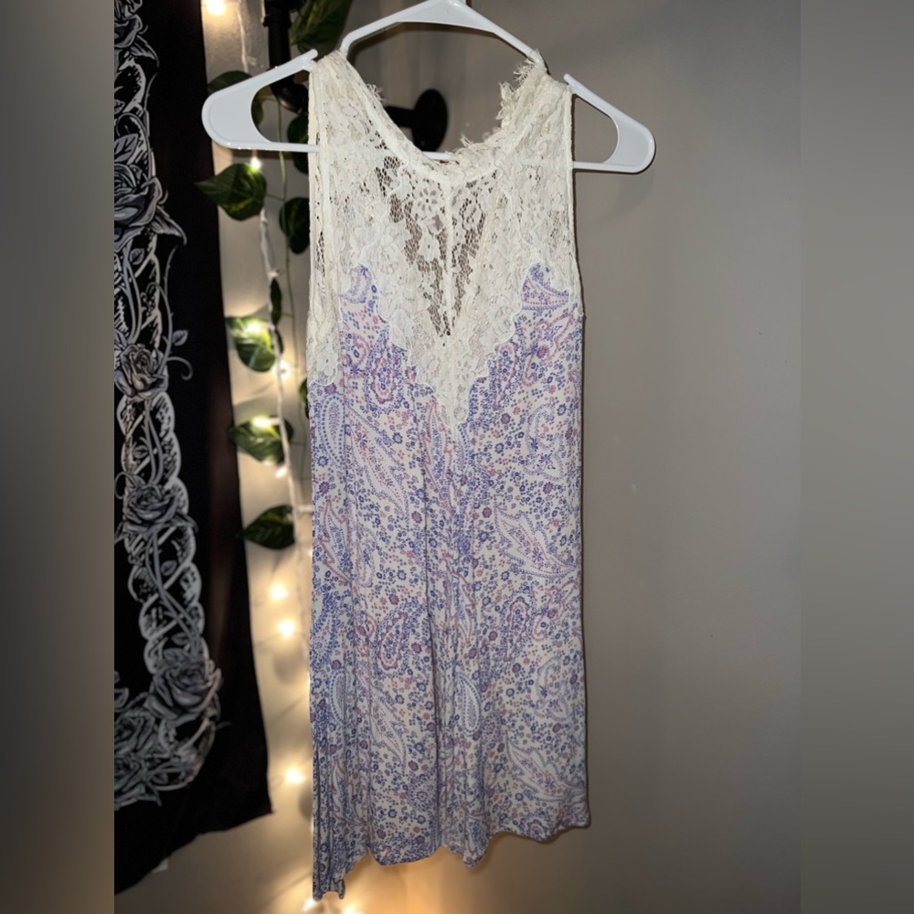 Paisley summer dress with a lace halter top